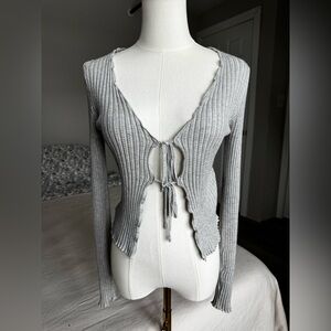 Olive + Oak | Ribbed Tie Front Knit Top